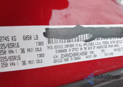 2010 Dodge Grand Caravan Sxt from USA, damaged, VIN 2D4RN5DX8AR140580